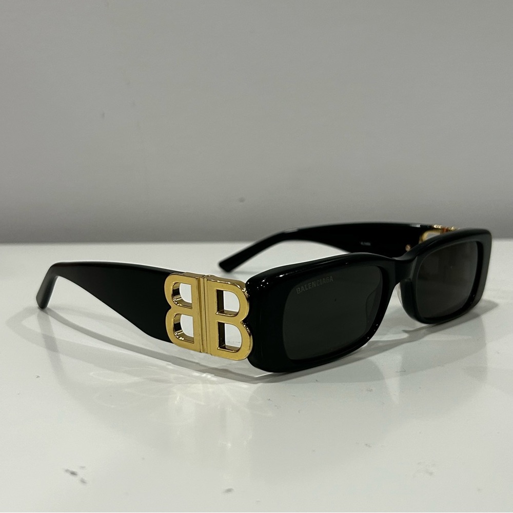 Authentic Balenciaga Black Rectangular Sunglasses